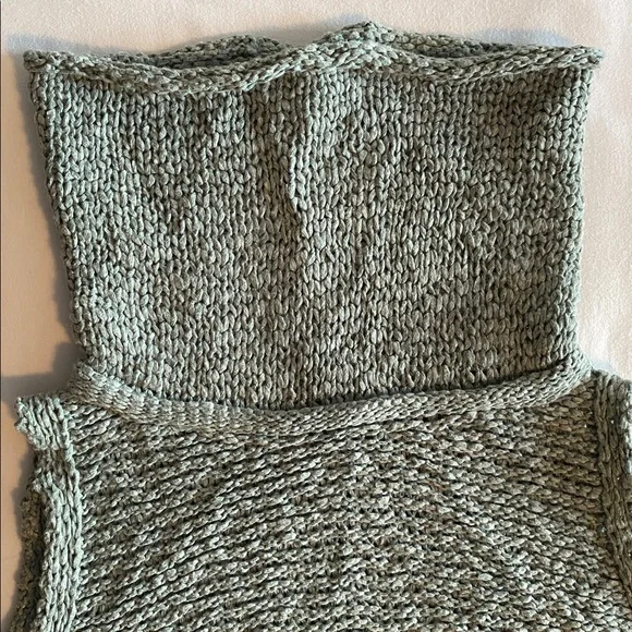 Anthropologie Pilcro NWT Turtleneck Tank Sweater in Moss Chunky Cotton Blend L - Picture 14 of 14